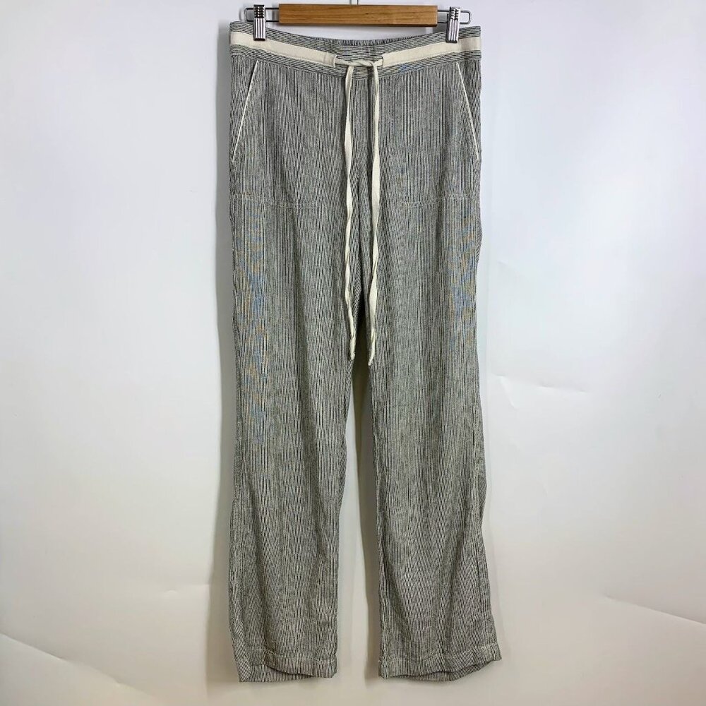 CASLON Women's Yarn Dye Striped Beach Lounge Drawstring Linen Blend‎ Pants SZ XS